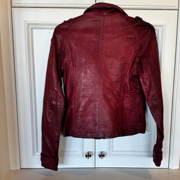 DOMA Burgundy Genuine Leather Moto Jacket – Size M-Never Worn - Picture 2 of 3